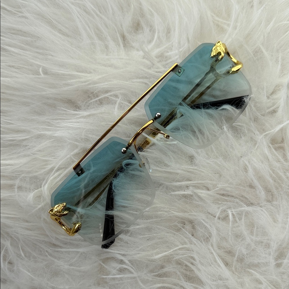 Elegant Gold and Teal Sunglasses